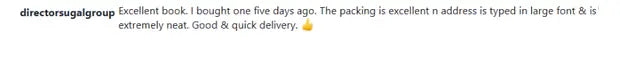 Review from directorsugalgroup: Excellent book, bought one five days ago, packing is excellent, good and quick delivery.