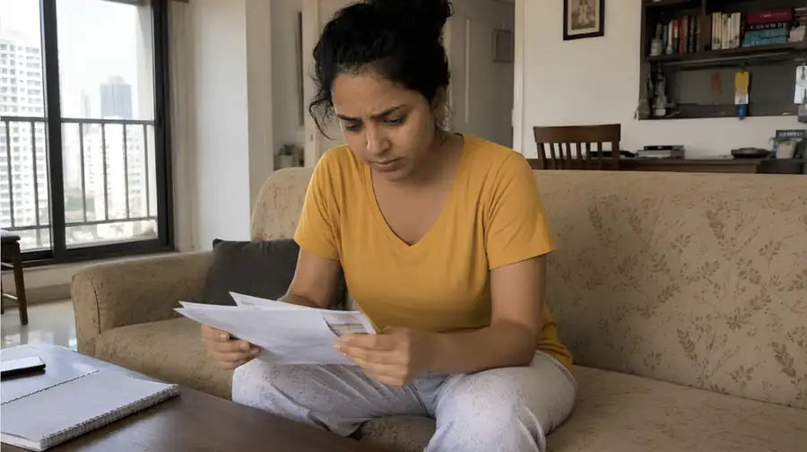 A young woman in Mumbai, representing Rutvi's story of earning well but struggling with money