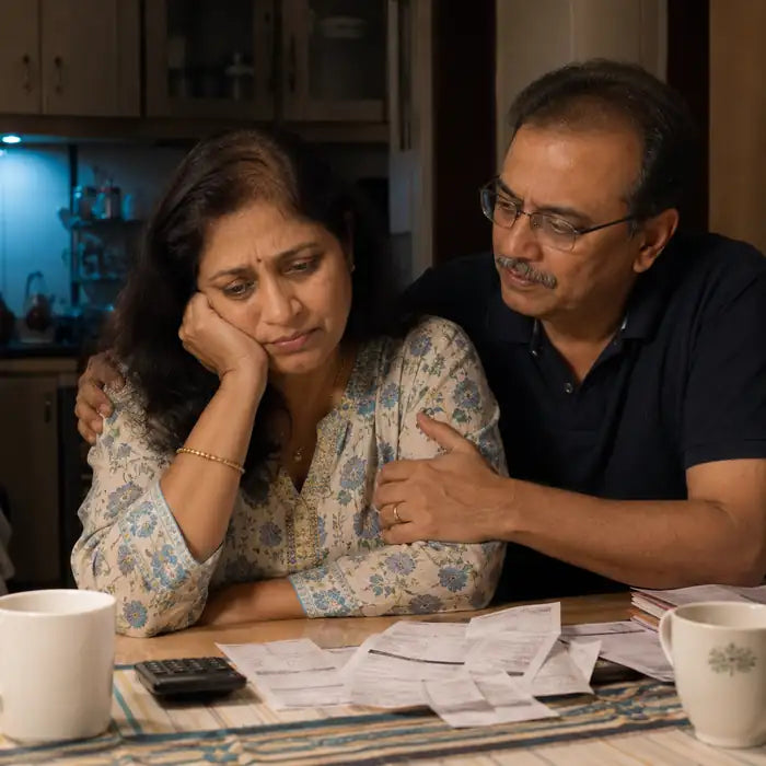 Annapurna thinking it over, looking for a real solution for her daughter