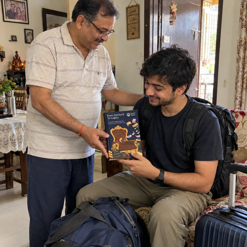 A father sharing From Paycheck to Legacy with a young adult